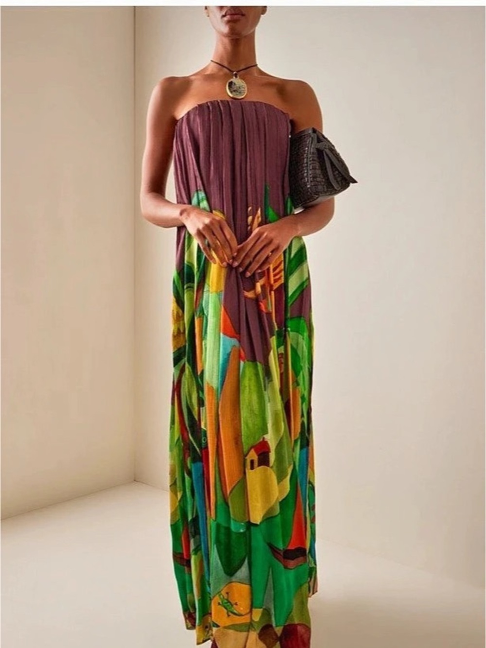 Alémais Abstract Maxi Dress in Purple & Green Size Medium NWT